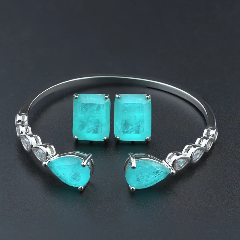 Комплект ювелирных изделий Newranos с голубым педрином из сплава камней
