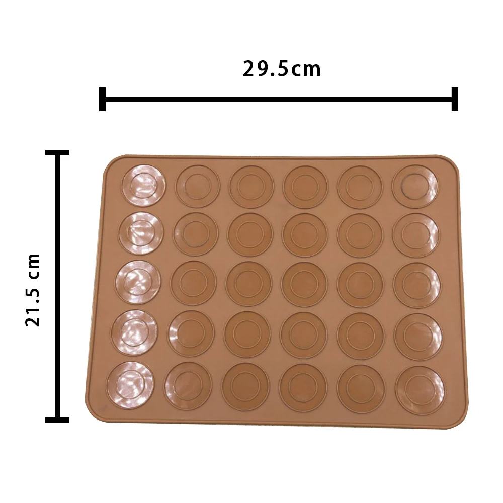 

Cake Mould 30-hole Macron Silica Gel Cake Mould Anti-slip Anti-scald Multi-function Chocolate Color Baking Mat Kitchen Supplies