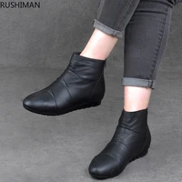 rushiman shoes winter flat bottomed slip proof comfortable short middle aged elderly people flat heeled soft soled womens boots