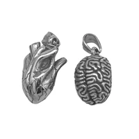 1pcs 25x16mm 316l stainless steel charms pendant human brain heart diy jewelry findings necklace making handmade accessory gifts