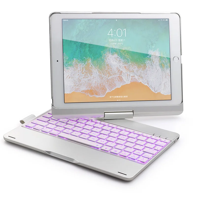 

For iPad 2018 9.7'' Rotate Colorful Backlight Wireless Bluetooth Keyboard Case Cover For iPad 2017 Air 2 1 ABS+PC Fundas