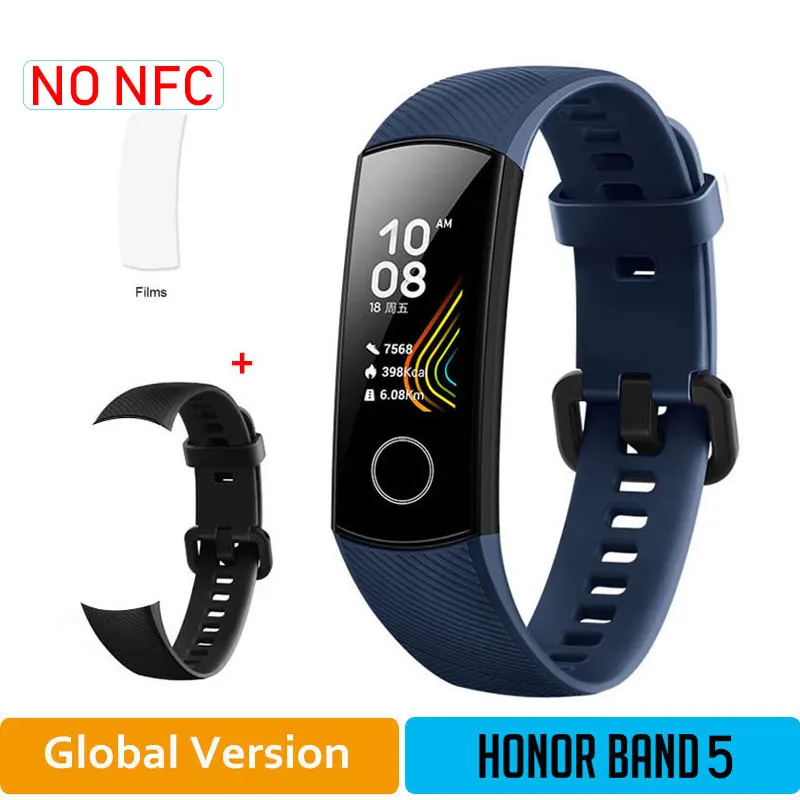 GLBlue5moB Глобальная версия Honor Band 5 браслет с кислородом крови смарт-трекеры активности Bluetooth умный Браслет мониторинг сердечного ритма - Цвет: GLBlue5moB