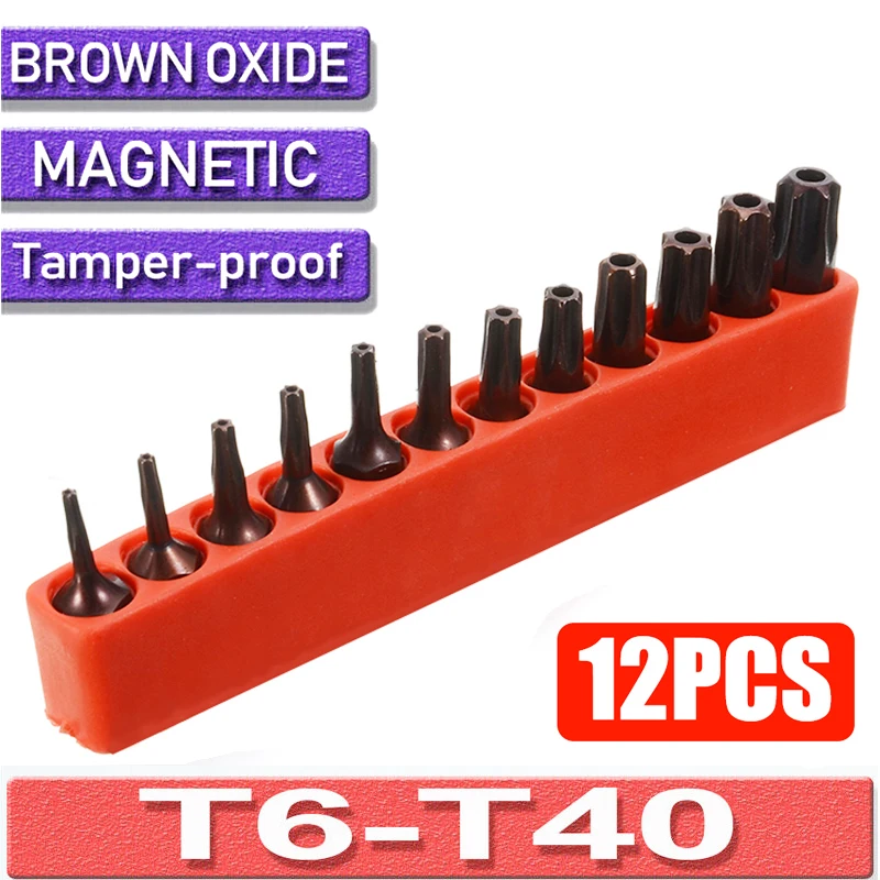 12 шт./компл. 1/4 ''Магнитная отвертка Torx T6 T40 набор инструментов для ремонта