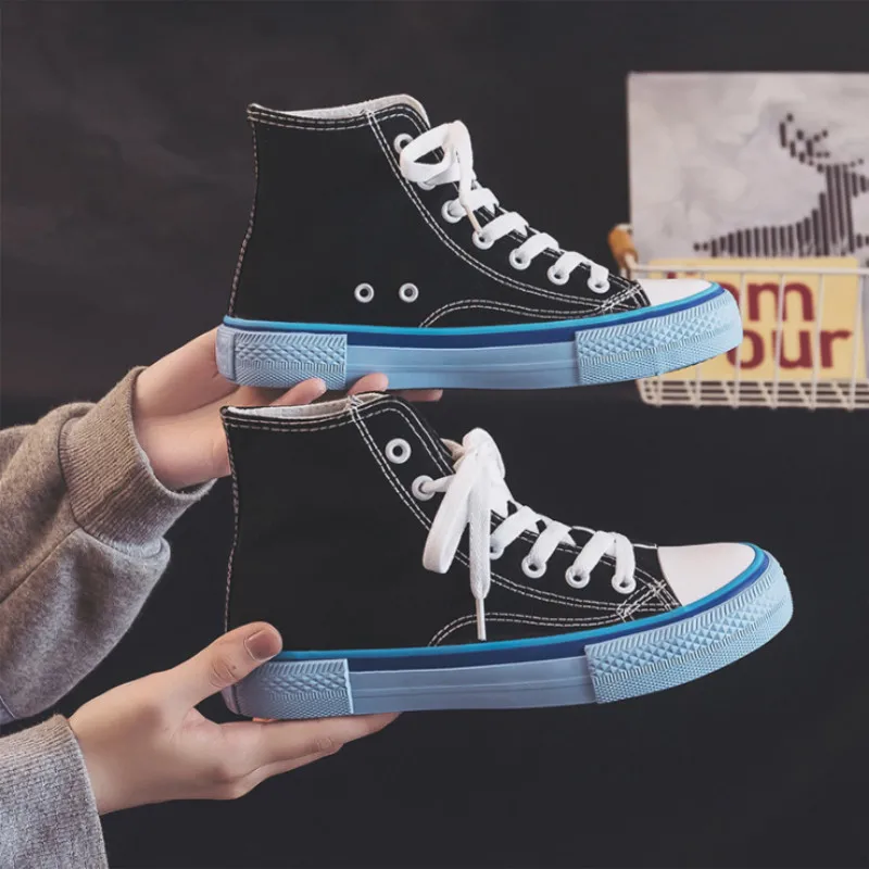 

2021 Summer New High-top Canvas Hot Style Women's Shoes Casual Shoes All-match Summer White Shoes Zapatos De Hombre ZQ0289