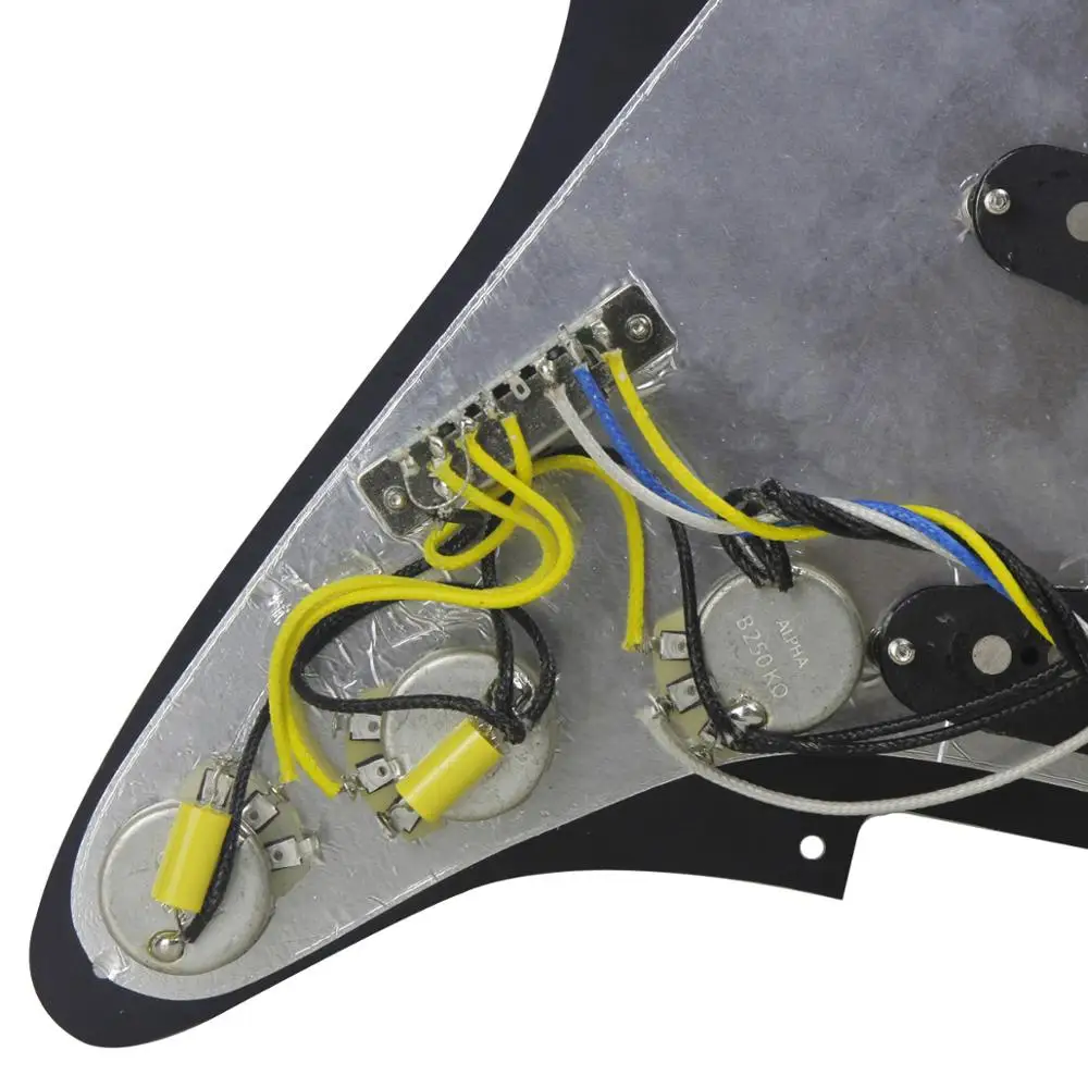 OriPure Prewired Pickup Alnico 5 однокатушечные звукосниматели загружены Pickguard Strat SSS черный на