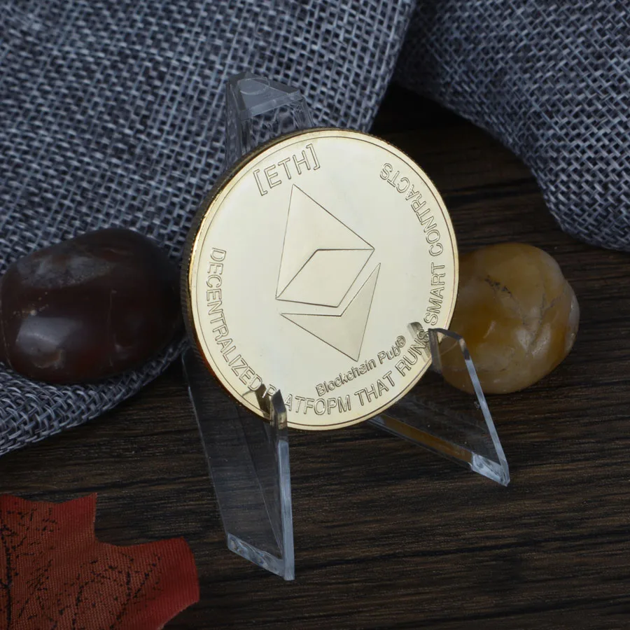 Позолоченная монета эфириума художественный сувенир отличный подарок коллекция