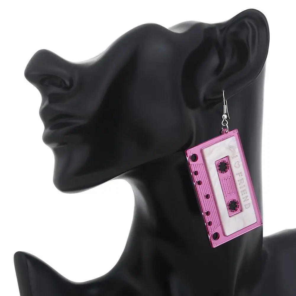 Серьги в виде кассеты стиле 80-х 90-х Веселые серьги приборной панели крутые