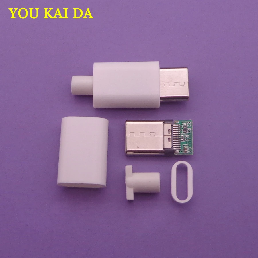 10 шт. USB 3 1 Type C 2 0 штекер типа папа сварочный разъем 4 в PCB черный белый|Соединители| |