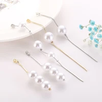 new japan and south korea small fresh long pearl tassel ear stud ear line diy ear accessories wholesale color plating
