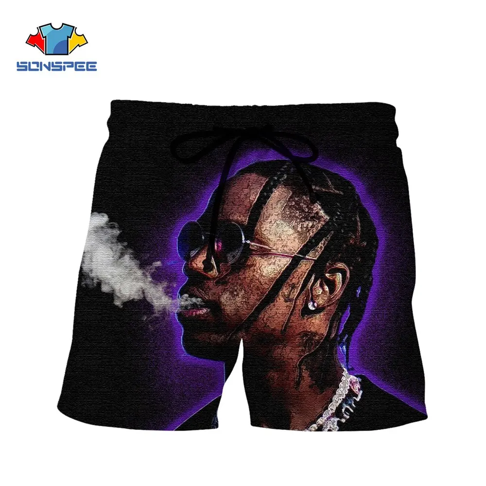 

SONSPEE 3D Printed Men's Shorts Travis Scott Harajuku's Summer Sports Street Ladies Casual Pants Beach Fashion Rapper Hip-hop