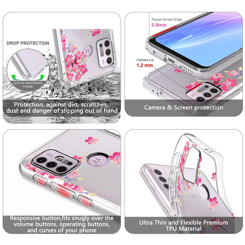 flower transparent cover for motorola e20 edge 20lite 2021 stylus g play g30 g9 pro fusion e7 plus soft silicone moto phone case free global shipping