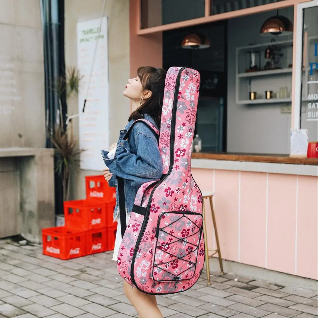 Сумка для гитары в фольклорном стиле с цветочным принтом 40 / 41 дюйм | Спорт и