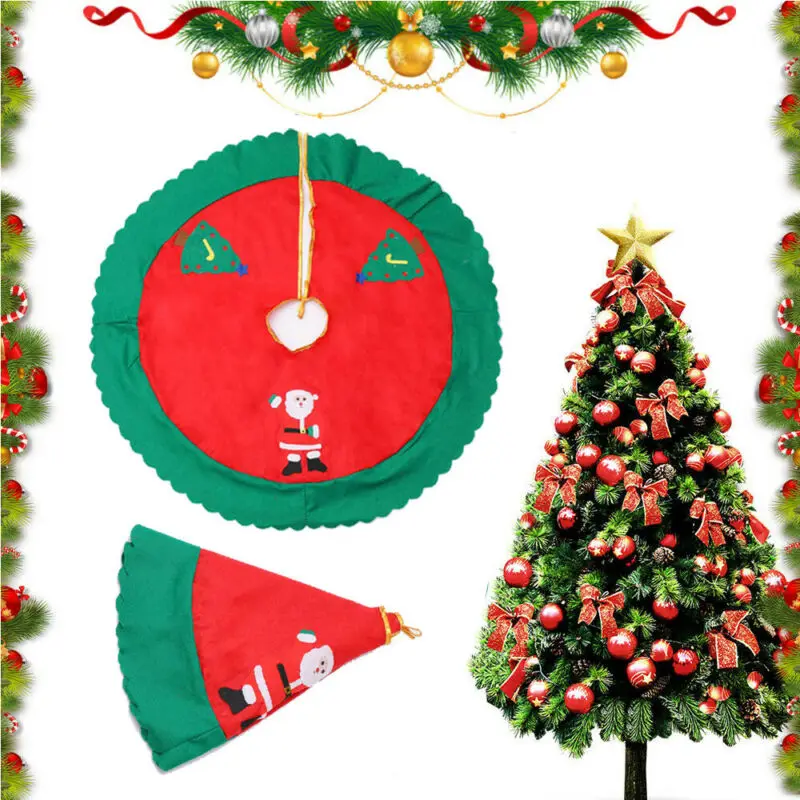 1 шт. Милая Красная Нетканая юбка с рождественской елкой фартук золотым краем