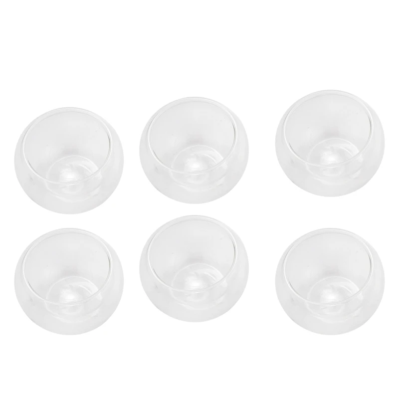 

6Pcs 50Ml Clear Drinking Healthy Cup Heat Resistant Double Wall Layer Tea Cup Water Flower Tea Cups