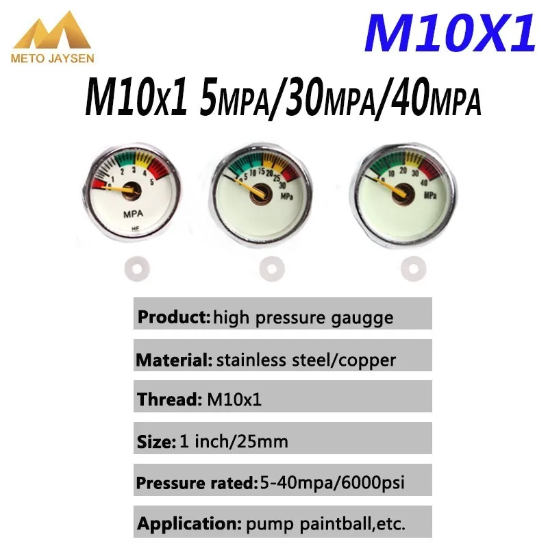Манометр высокого давления 1 дюйм 25 мм M10x1 PCP Пейнтбольный насос для дайвинга с