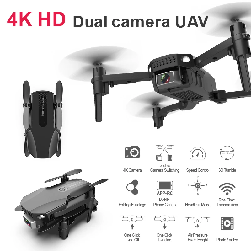 

Дрон R16, 2 камеры 4k HD, складной, WiFi, FPV, 1080P, трансляция в реальном времени, следуй за мной