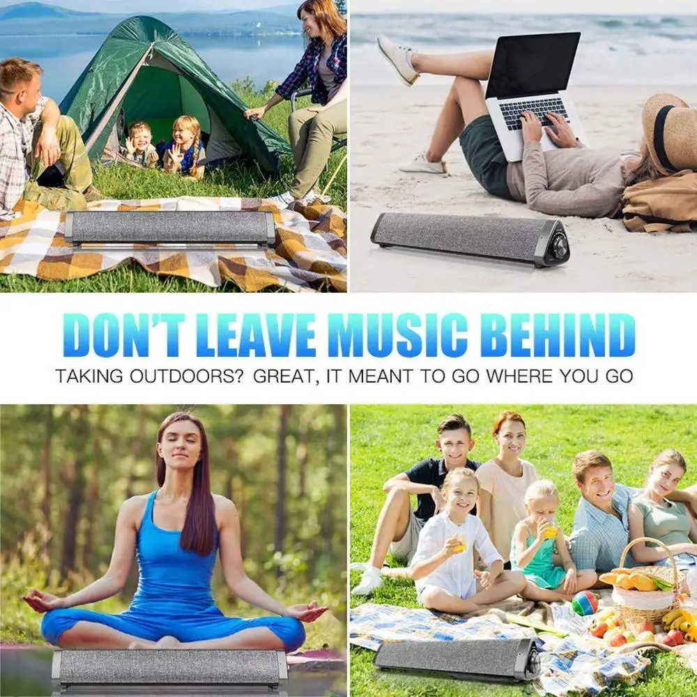 

Portable Speaker 10W Wireless Speaker Bluetooth 5.0 TV Soundbar Home Theater 3D Stereo Sound Bar with Remote Control Support AUX