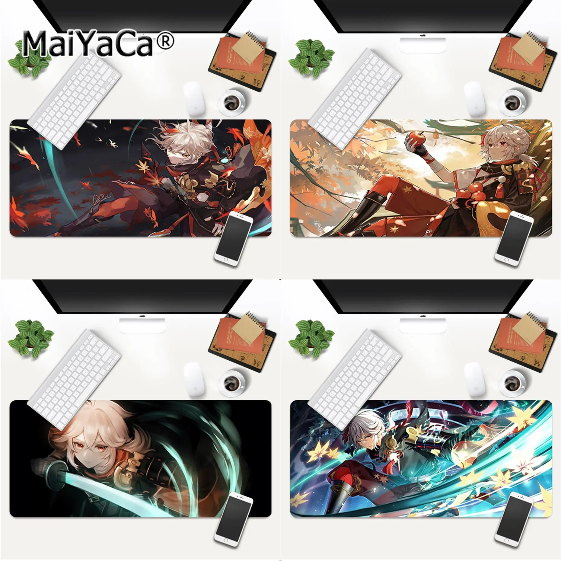 

Genshin Impact Kaedehara Kazuha Anime Office Mice Gamer Soft Mouse Pad for large Edge Locking Speed Version Game Keyboard Pad