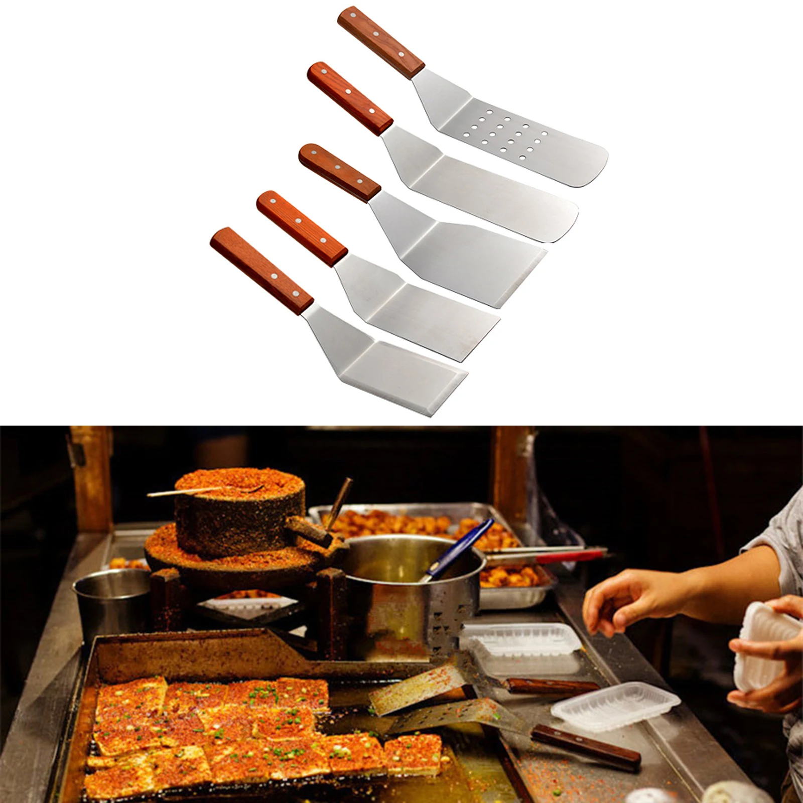 Frying Spatula Scraper Wooden Pizza Paddle Pastry Tools Stainless Steel Kitchen Baking Tool | Дом и сад