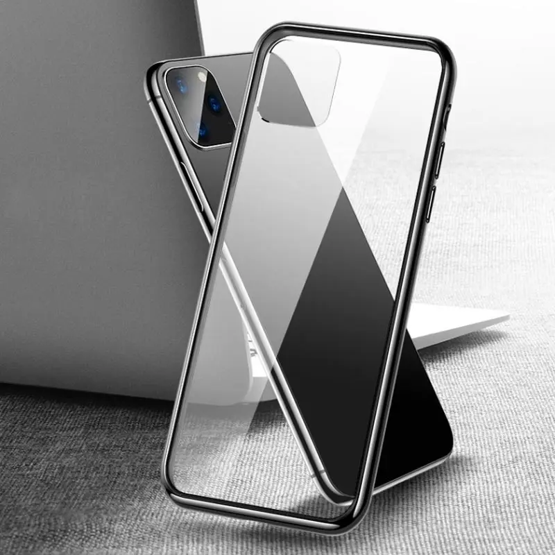 Suntaiho роскошный стеклянный чехол для iPhone 11 Pro XS Чехлы для MAX XR ультра тонкий прозрачный задний стеклянный чехол для iPhone X 7 8 Мягкий край