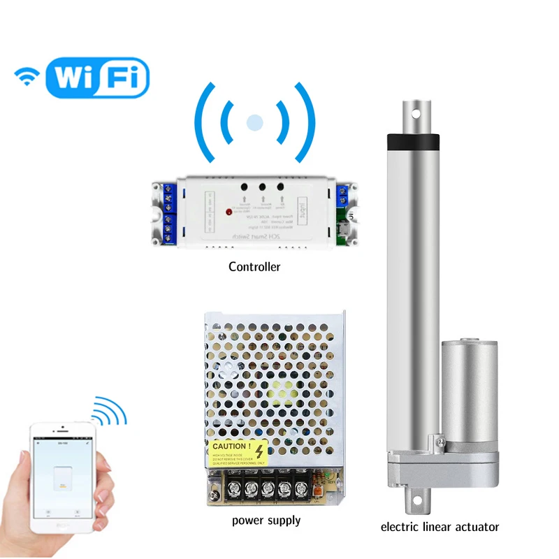 Линейный привод Wi Fi 24 В + контроллер блок питания металлический механизм