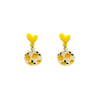 rz086 925 silver needle simple style love lemon earrings geometric round earrings women