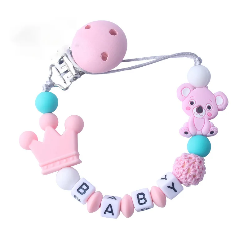 

Customizable Baby Silicone Pacifier Anti-Dropping Chain Mini Silicone Koala Baby Pacifier Clip Chain Safe And Cute Baby Pendant