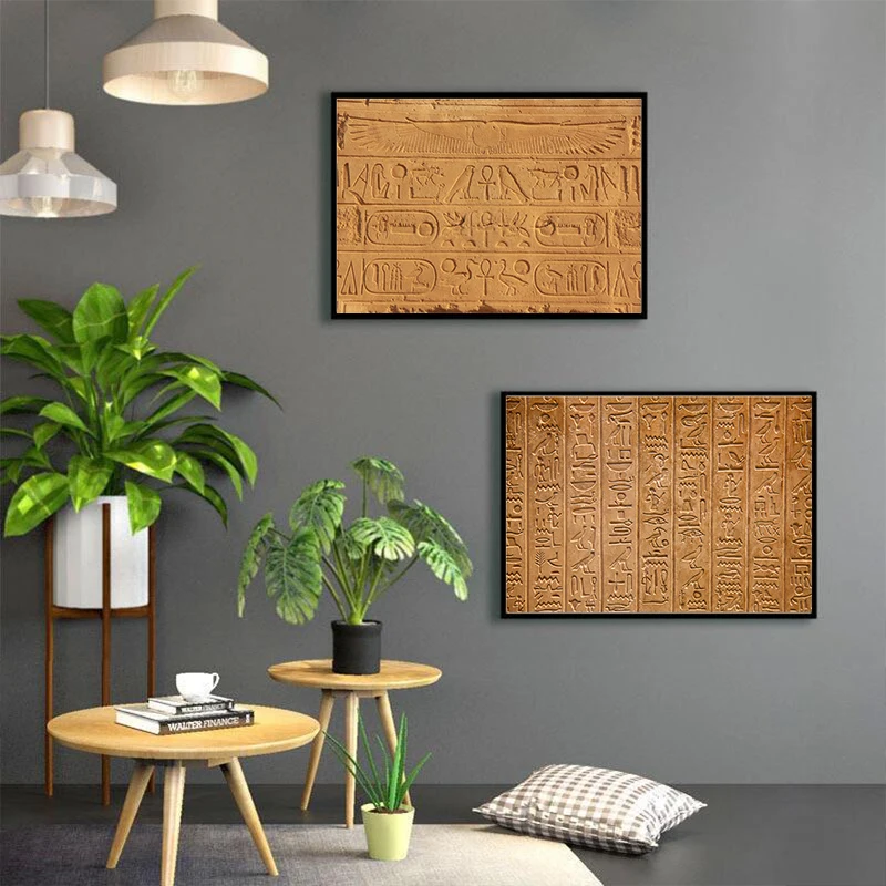 Древние египетские иероглифы роспись для письма настенное Искусство Холст