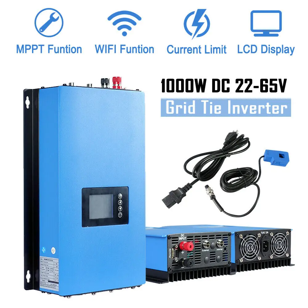 ECO WORTHY On Grid Inverter 1000WPure Sine Wave MPPT PV system DC 22 65V/45 90V/22 60V для домашнего завода|Солнечные