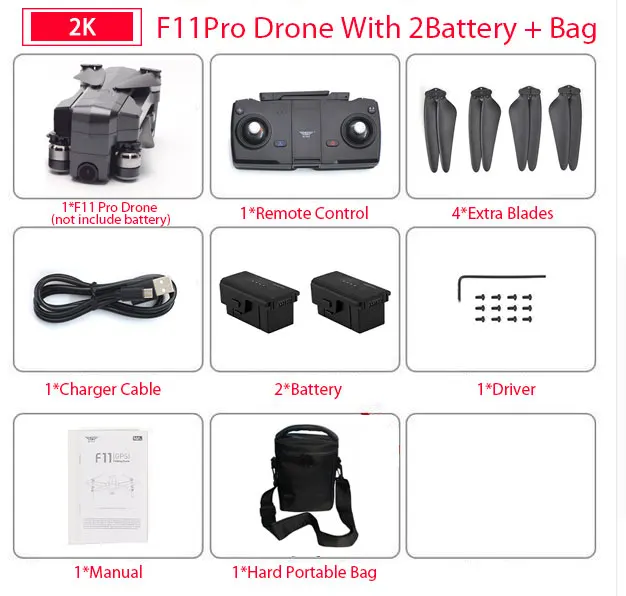 F11 Pro 2B with Bag SJRC F11 PRO gps Дрон с Wifi FPV 1080 P/2 K HD камера F11 бесщеточный Квадрокоптер 25 минут время полета складной Дрон Vs SG906 - Цвет: F11 Pro 2B with Bag