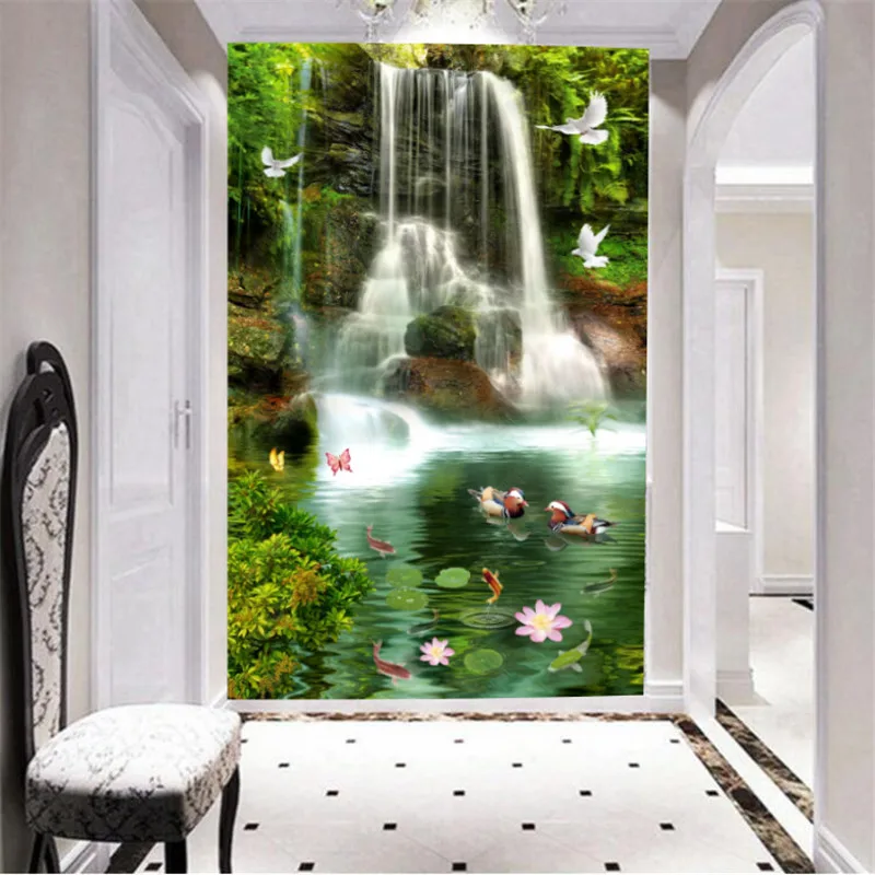 Обои с изображением водопада и текущей воды для украшения дома обои гостиной