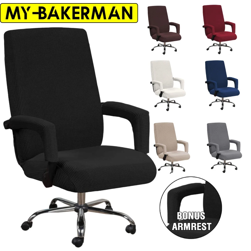 3pcs universal chair cover with 2 armrests office computer chair cover 100% polyester fiber elastic washable removable