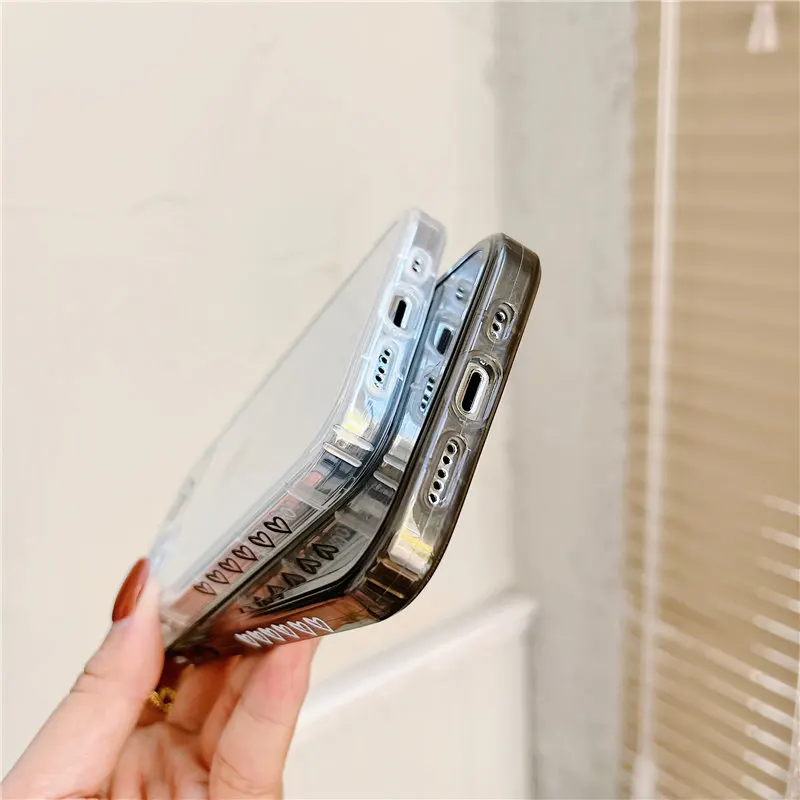 

For iPhone 12 Pro Max Love Heart Couple Phone Case For iPhone XR XS Max 11 Pro Max 12 Mini 7 8 Plus 11 Cute Silicone Clear Cover