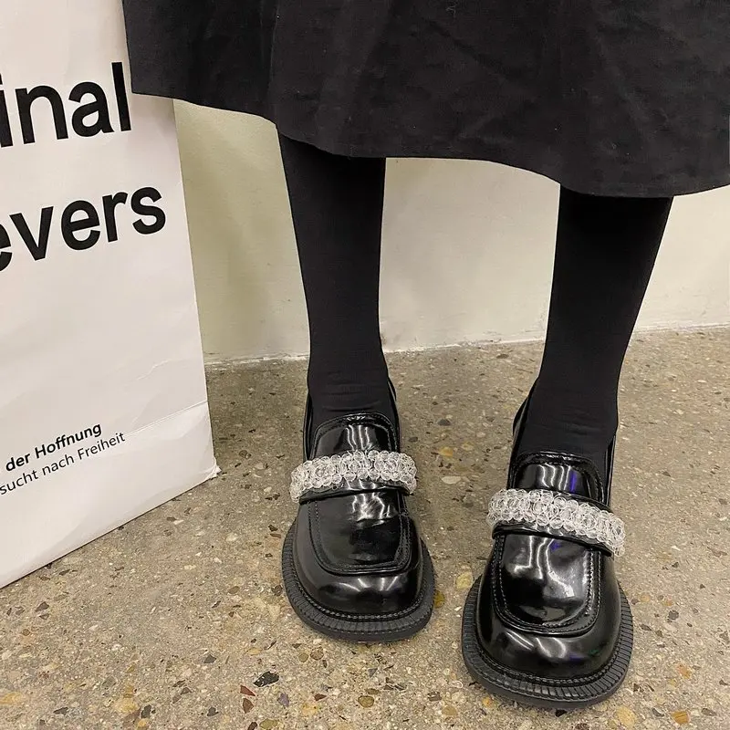 

Туфли женские кожаные на платформе, маленький размер, ремешок, массивный каблук, модная обувь, весна-осень 2021