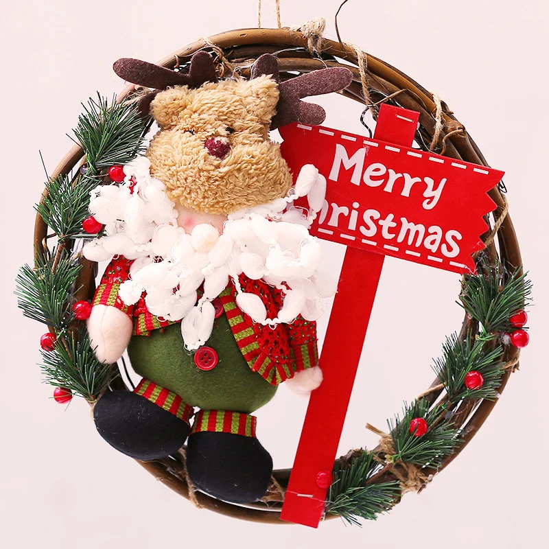 

Christmas Ornaments Pendant Teng Circle Rattan Garland Fabric Door Wall Hanging Hanging Ornaments Scene Window Layout