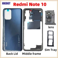 original for xiaomi redmi note 10 back cover middle frame volume button camera glass lens sim tray smartphone parts