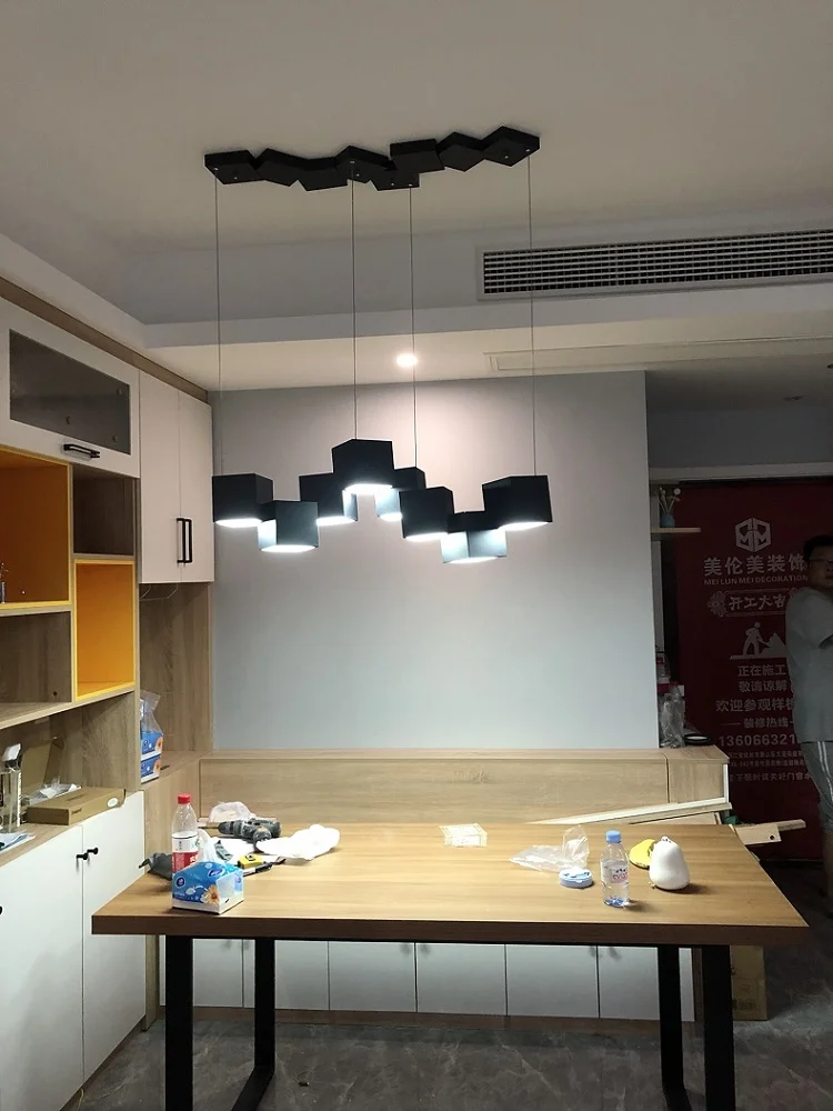 Современная Минималистичная светодиодная люстра в виде Куба нордическая