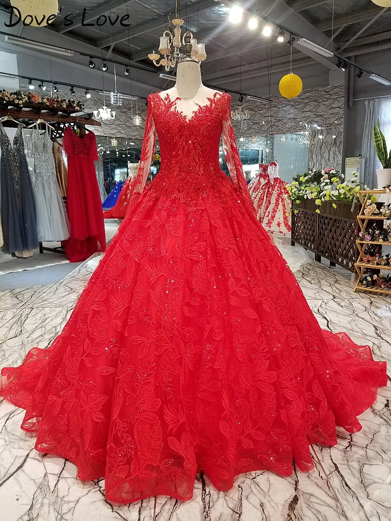 

Luxurious Red Custom Hand-Made Beaded Sequins Vintage Evening Dresses Long Sleeves Vestido De Festa Prom Gowns 2020 Real Photos
