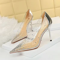 2021 new luxury women 10cm high heels gold pumps pointed toe diamond pencil pumps silver crystal pumps prom large size 43 shoes