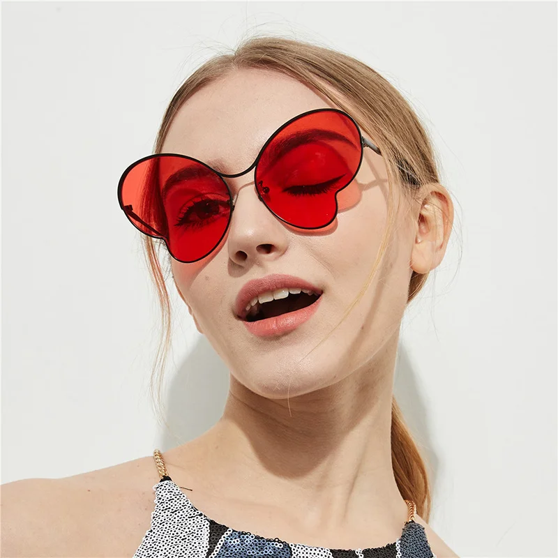 

Butterfly Free shipping 2021 sunglasses female metal personality concave modeling transparent color sheet glasses