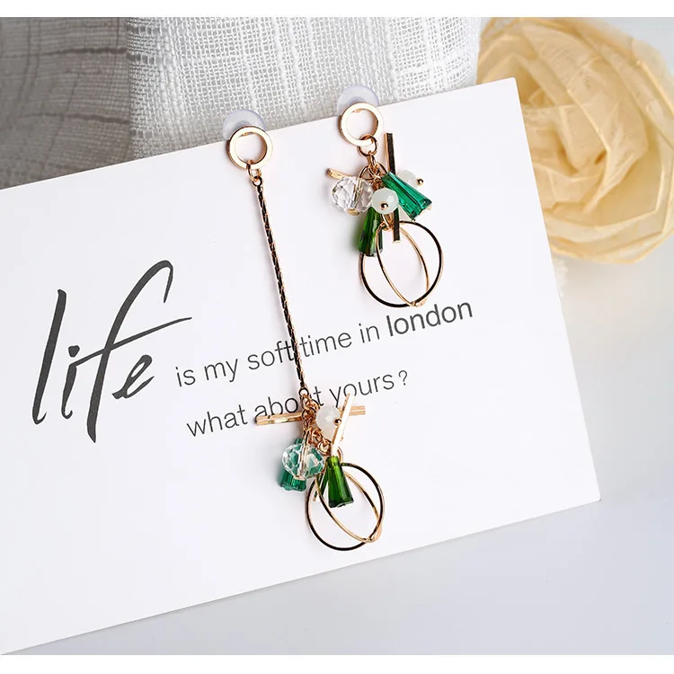 Асимметричный Кристалл Длинная кисточка звено цепи висячие серьги для женщин