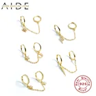 AIDE модные двойные обручи цепи серьги-кольца для женщин с заклепкамиMoonзвездаLightning pendientes серьги серебро 925 ювелирные изделия kolczyki