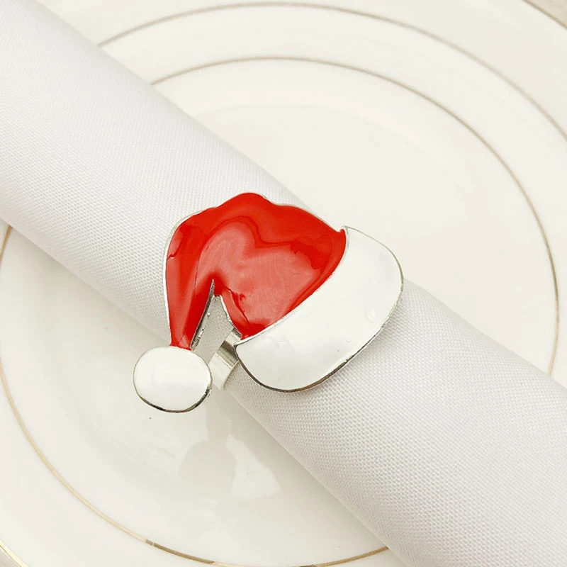 8 Pieces Christmas Hat Napkin Rings Santa Holder Buckle for Holiday Party Dinner Wedding Table Decor | Дом и сад