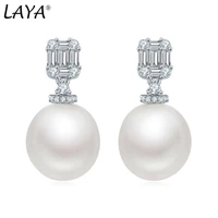 laya shell pearl earrings for women pure 925 sterling silver shiny white cubic zirconia elegant luxury fine jewelry 2022 trend