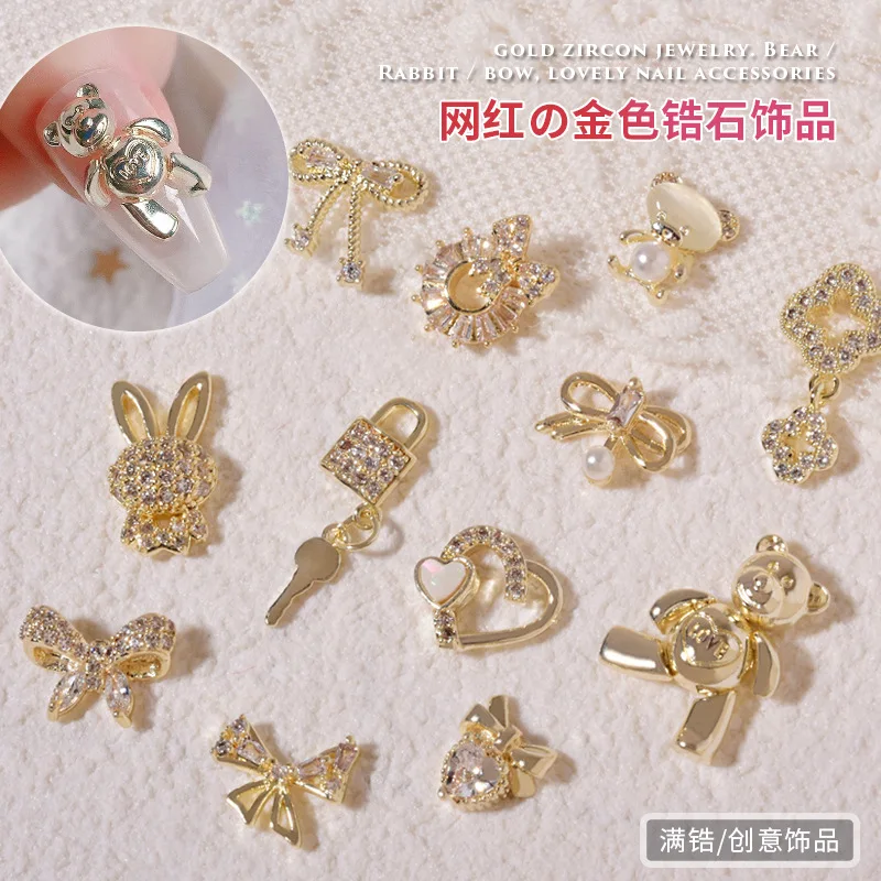 3 шт./сеточка красный медведь для ногтей циркон ювелирные изделия светильник