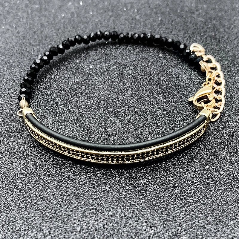 Черный натуральный браслет ручной работы для женщин и мужчин модные роскошные