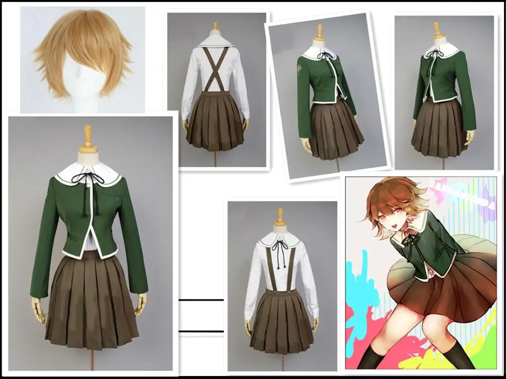 Аниме Danganronpa Fujisaki Chihiro школьная форма пальто рубашка платье наряд Хэллоуин