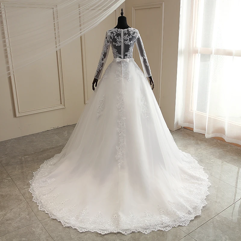 Mrs Win новые съемные Свадебные платья со шлейфом принцесса Vestido De Noiva аппликационные Жемчужины для Кружева Свадебные платья 2 в 1 бальное платье
