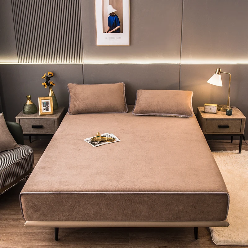 

Bed Sheet Deep Pockets Anti-Static And Ultra Cozy Fitted Sheet All Season Cozy Warmth Bed Pad Cover Protector 1pc Bedding-Set