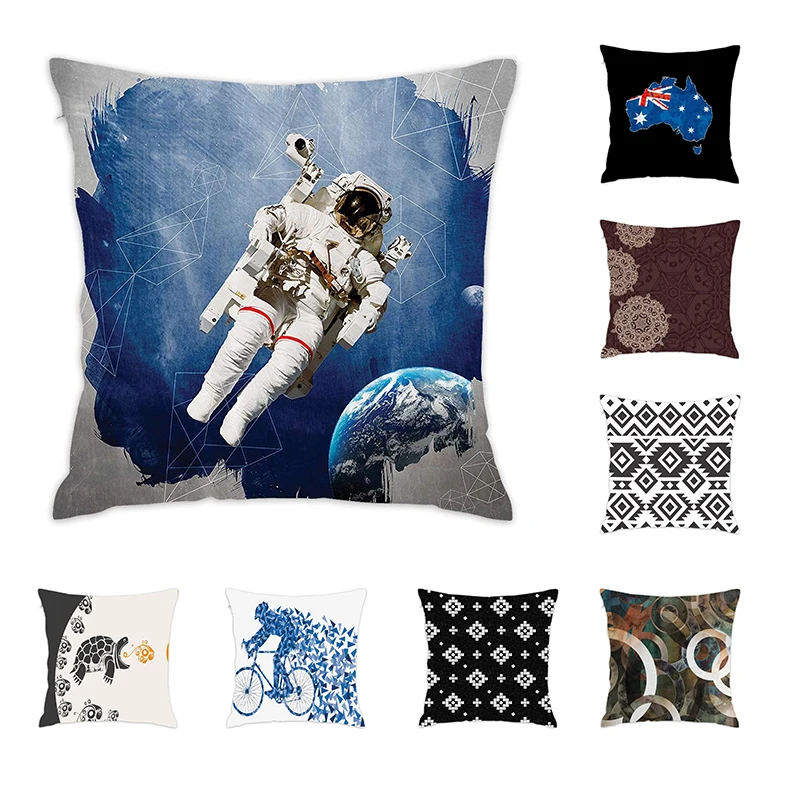 

[Douladou] Eco-Friendly Geometric Striped Print Pillow Case Dyeing Comfortable Living Room Pillowcase Cushion Cover 45x45cm